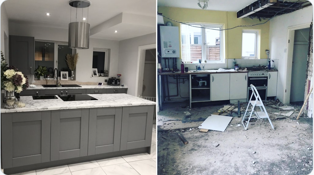 before and after kitchen Wigan